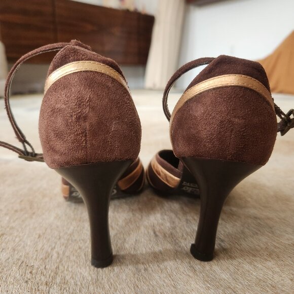 Glamorous brown & bronze suede pumps from London - Picture 4 of 5